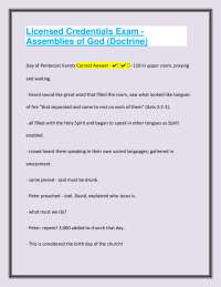 Licensed Credentials Exam - Assemblies of God (Doctrine) Questions & Detailed Answers