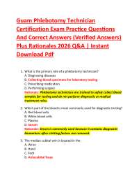 Guam Phlebotomy Technician Certification Exam Practice Questions And Correct Answers (Ve