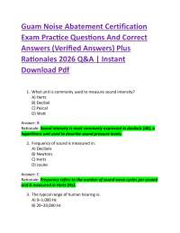 Guam Noise Abatement Certification Exam Practice Questions And Correct Answers (Verified