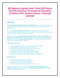 MD Stationary Engineer Grade 1 Exam 2026 Practice Test (100 Questions) | Full Answers & E