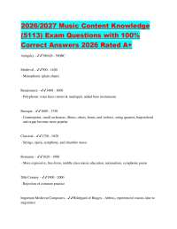 2026/2027 Music Content Knowledge (5113) Exam Questions with 100% Correct Answers 2026 Rat