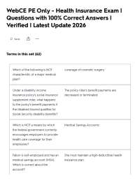 WebCE PE Only - Health Insurance Exam | Questions with 100% Correct Answers | Verified | L