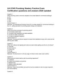 UA STAR Plumbing Mastery Practice Exam Certification questions and answers 2026 Updated.pd