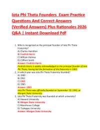 Iota Phi Theta Founders Exam Practice Questions And Correct Answers (Verified Answers)