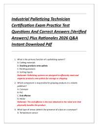 Industrial Palletizing Technician Certification Exam Practice Test Questions And Correct