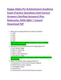 Kappa Alpha Psi Achievement Academy Exam Practice Questions And Correct Answers (Verifie