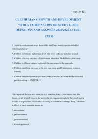 CLEP HUMAN GROWTH AND DEVELOPMENT WITH A COMBINATION OD STUDY GUIDE QUESTIONS AND ANSWE