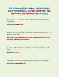 FPC (FUNDAMENTAL PAYROLL CERTIFICATION) EXAM TESTBANK 2026|ACTUAL EXAM WITH 500+ QUESTIONS