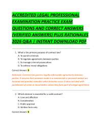 ACCREDITED LEGAL PROFESSIONAL EXAMINATION PRACTICE EXAM QUESTIONS AND CORRECT ANSWERS