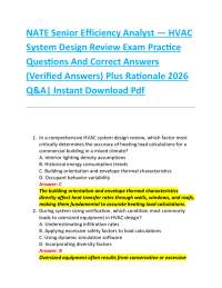 NATE Senior Efficiency Analyst — HVAC System Design Review Exam Practice Questions And C