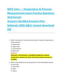 NATE Core — Temperature & Pressure Measurements Exam Practice Questions And Correct An