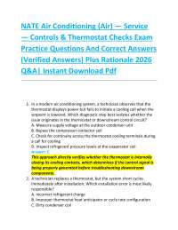 NATE Air Conditioning (Air) — Service — Controls & Thermostat Checks Exam Practice Quest