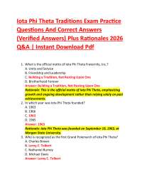 Iota Phi Theta Traditions Exam Practice Questions And Correct Answers (Verified Answers)