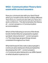 WGU - Communication Theory Quiz exam with correct answers