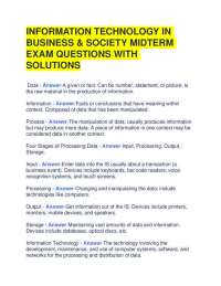 INFORMATION TECHNOLOGY IN BUSINESS & SOCIETY MIDTERM EXAM QUESTIONS WITH SOLUTIONS