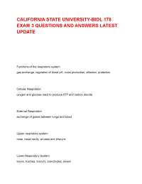 CALIFORNIA STATE UNIVERSITY-BIOL 178 EXAM 3 QUESTIONS AND ANSWERS LATEST UPDATE