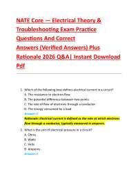 NATE Core — Electrical Theory & Troubleshooting Exam Practice Questions And Correct An