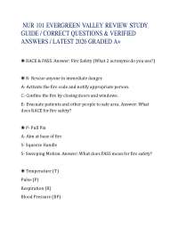 NUR 101 EVERGREEN VALLEY REVIEW STUDY GUIDE / CORRECT QUESTIONS & VERIFIED ANSWERS