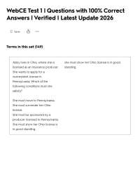 WebCE Test 1 | Questions with 100% Correct Answers | Verified | Latest Update 2026