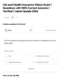 Life and Health Insurance Webce Exam | Questions with 100% Correct Answers | Verified | La