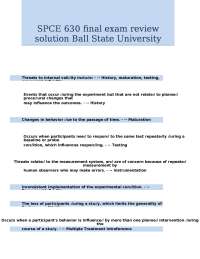 SPCE 630 Final Exam Questions and Answers with Detailed Explanations (Ball State Universit