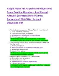 Kappa Alpha Psi Purpose and Objectives Exam Practice Questions And Correct Answers (Veri