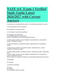 NATE A/C Exam 1 Verified Study Guide Latest 2026/2027 with Correct Answers