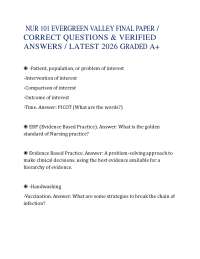 NUR 101 EVERGREEN VALLEY FINAL PAPER / CORRECT QUESTIONS & VERIFIED ANSWERS / LATEST 2026