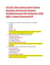 Iota Phi Theta History Exam Practice Questions And Correct Answers (Verified Answers) Pl