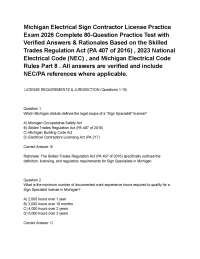 Michigan Electrical Sign Contractor License Practice Exam 2026 Complete 80-Question Practi