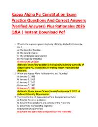 Kappa Alpha Psi Constitution Exam Practice Questions And Correct Answers (Verified Answe