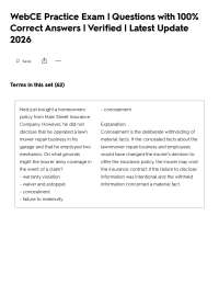WebCE Practice Exam | Questions with 100% Correct Answers | Verified | Latest Update 2026