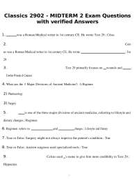 Classics 2902 Midterm 2 Exam Questions with verified Answers