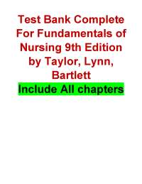 Fundamentals of Nursing 9th Ed Test Bank: All Chapters Q&A