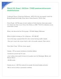 History 105 - Exam 1 - McGlone – TAMU questions with accurate detailed solutions