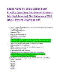 Kappa Alpha Psi Social Action Exam Practice Questions And Correct Answers (Verified Answ