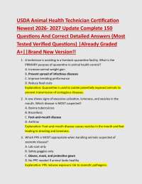 USDA Animal Health Technician Certification Newest 2026- 2027 Update Complete 150 Questi