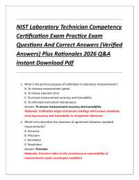 NIST Laboratory Technician Competency Certification Exam Practice Exam Questions And Cor