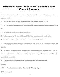 Microsoft Azure Test Exam Questions With Correct solutions