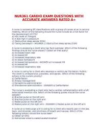 NUR361 CARDIO EXAM QUESTIONS WITH ACCURATE ANSWERS RATED A+