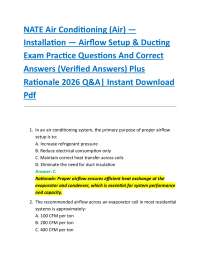 NATE Air Conditioning (Air) — Installation — Airflow Setup & Ducting Exam Practice Quest