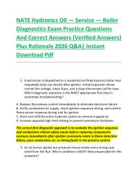 NATE Hydronics Oil — Service — Boiler Diagnostics Exam Practice Questions And Correct An