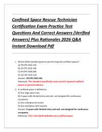Confined Space Rescue Technician Certification Exam Practice Test Questions And Correct