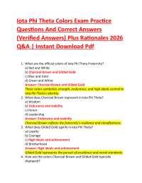Iota Phi Theta Colors Exam Practice Questions And Correct Answers (Verified Answers) Plu