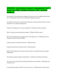 2026/2027 professional property management Unit 1: Exam Prep With Verified Answers| 100% C