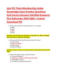 Iota Phi Theta Membership Intake Knowledge Exam Practice Questions And Correct Answers (