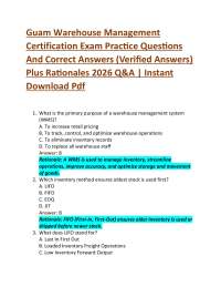 Guam Warehouse Management Certification Exam Practice Questions And Correct Answers (Ver