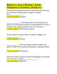 Masonry Level 2 Module 2 Exam Questions & Answers (Grade A+)