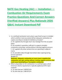 NATE Gas Heating (Air) — Installation — Combustion Air Requirements Exam Practice Questi