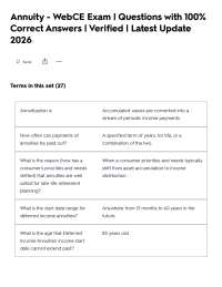 Annuity - WebCE Exam | Questions with 100% Correct Answers | Verified | Latest Update 2026